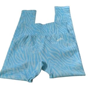 Aybl blue zebra print leggings size XS